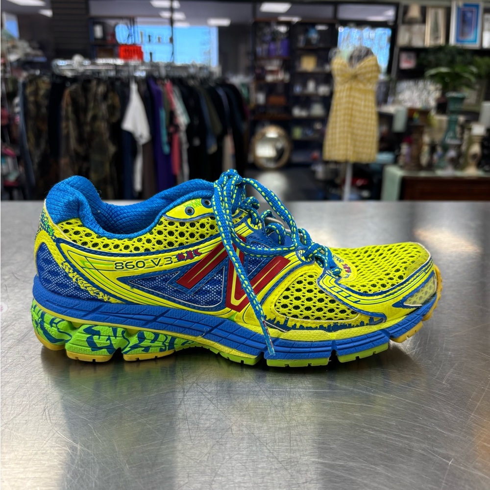 New Balance Wmns Sneakers in New York Yellow, Blue, and Red